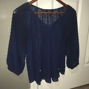 Blue textured blouse